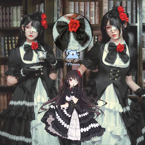 Anime Date A Live Kurumi Tokisaki Cosplay Costume Kurumi Lolita Dress Girl Dress For Hallowmas Party Comicon Adult Women Girl