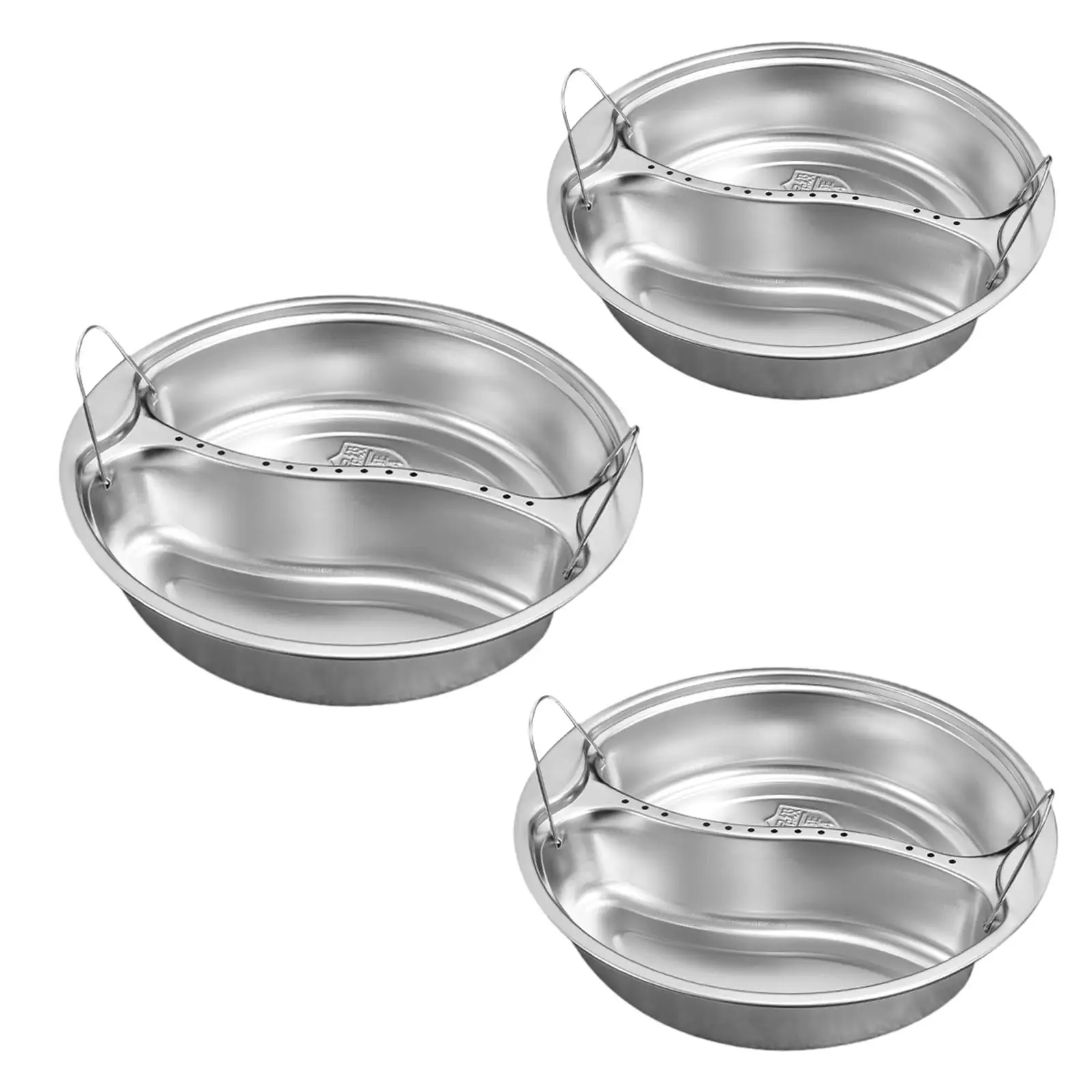 Divided Food Steamer Tray Double Handles Deep Stackable Sectional Food Container Rice Steamer Stainless Steel Steaming Basket