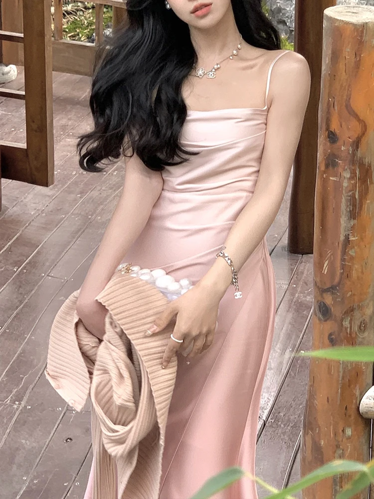 Jielur Autumn New Women Dress Fashion Elegant Puff-Sleeve Midi Corset Dresses Evening Prom Female Party Lady Pink Beige Clothes