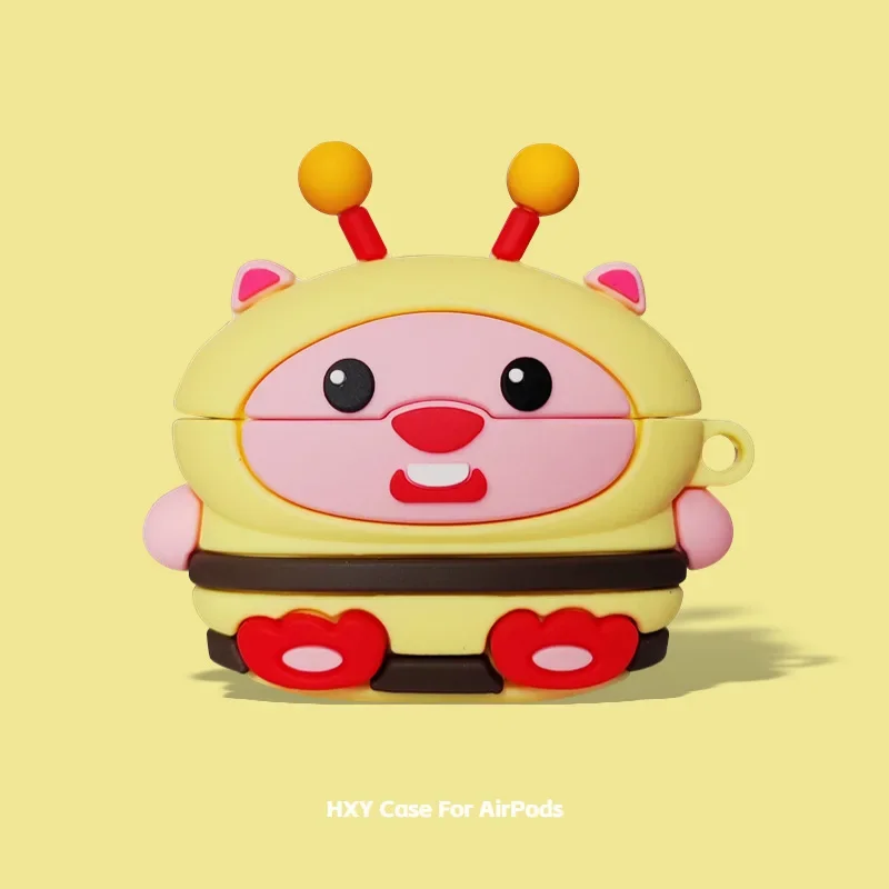 3D Loopy Cartoon Beaver Case For Airpods Pro 2 Cosplay Bee Soft Silicone Cute Earphone Case For Airpods 1 2 3 Shockproof Cover