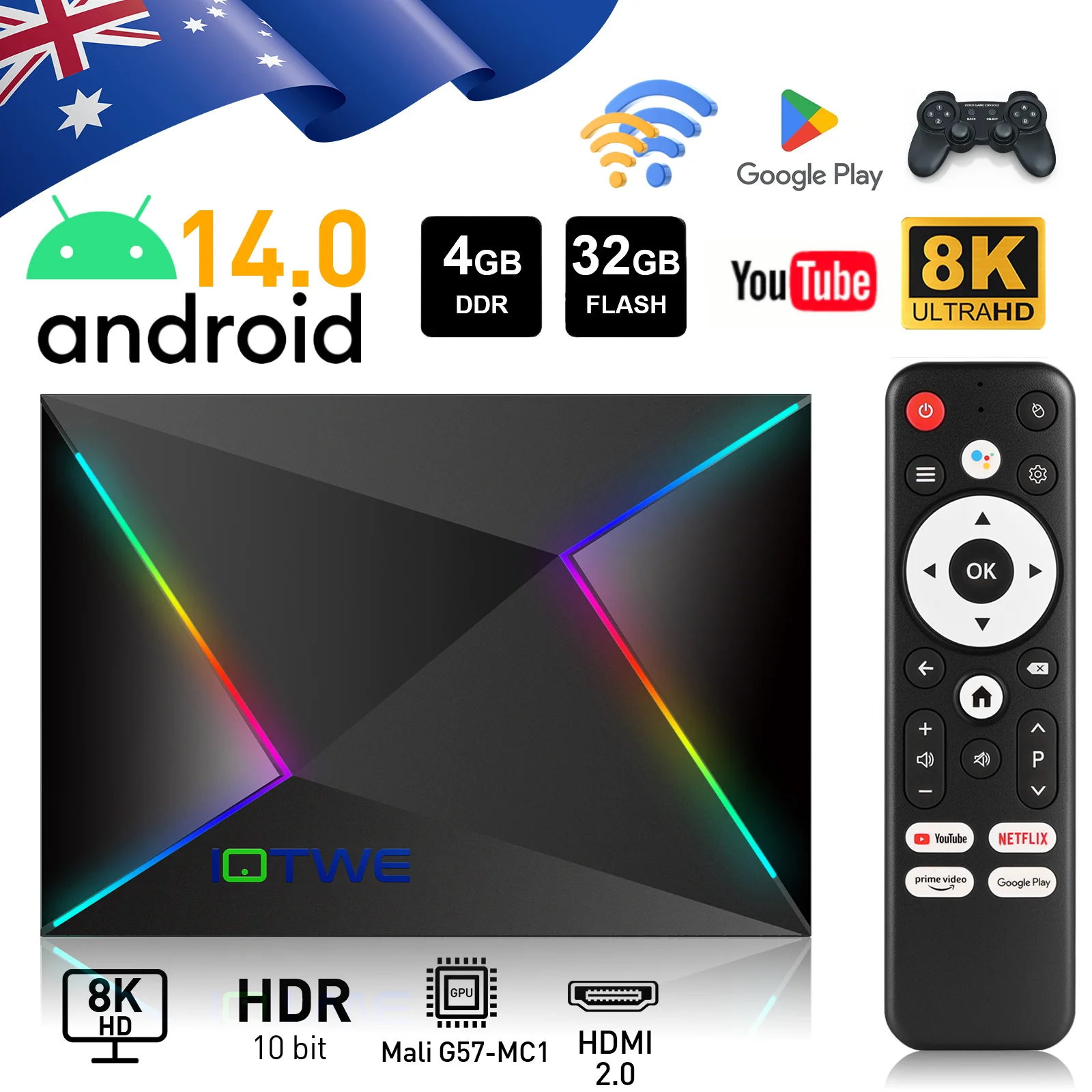XGODY 2025 Android 14 8K Ultra HD Smart TV Box Wifi6 Octa-core Transmission Media Player 4GB+64GB Large Memory Youtube Various