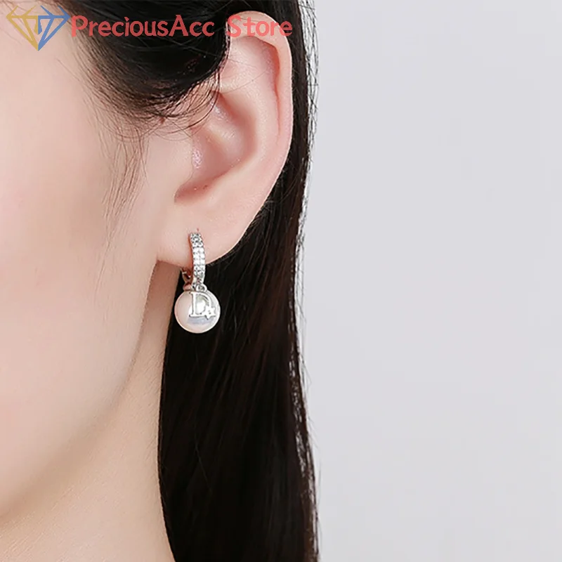 Koreanische Version Perle High-end-Gefühl Licht Luxus Trendy Temperament D-brief Atmosphärische Ohrringe Für Frauen Schmuck
