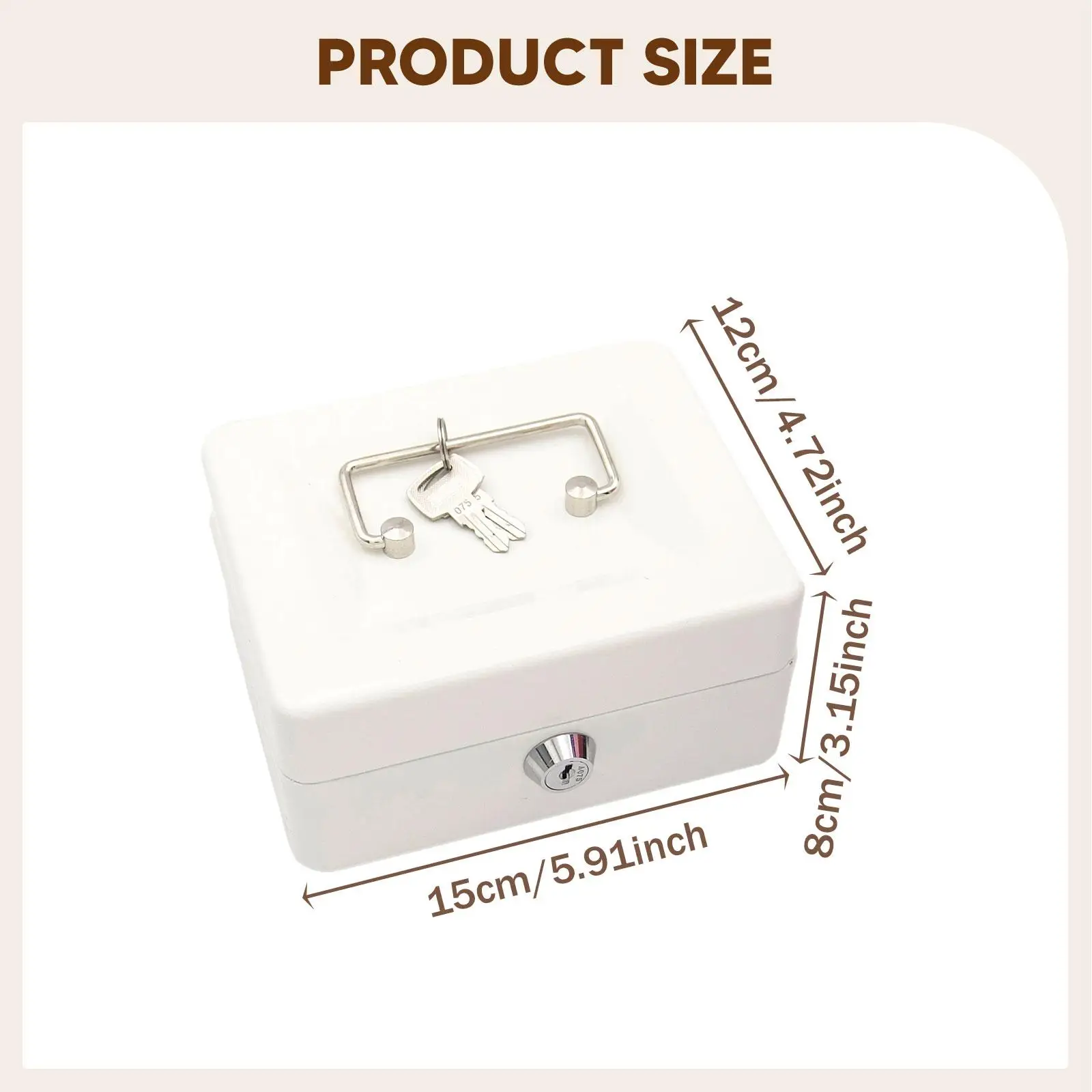 Modern Metal Cash Box for Money Storage with Key Lock Treasure Chest Decor for Living Room Shelf