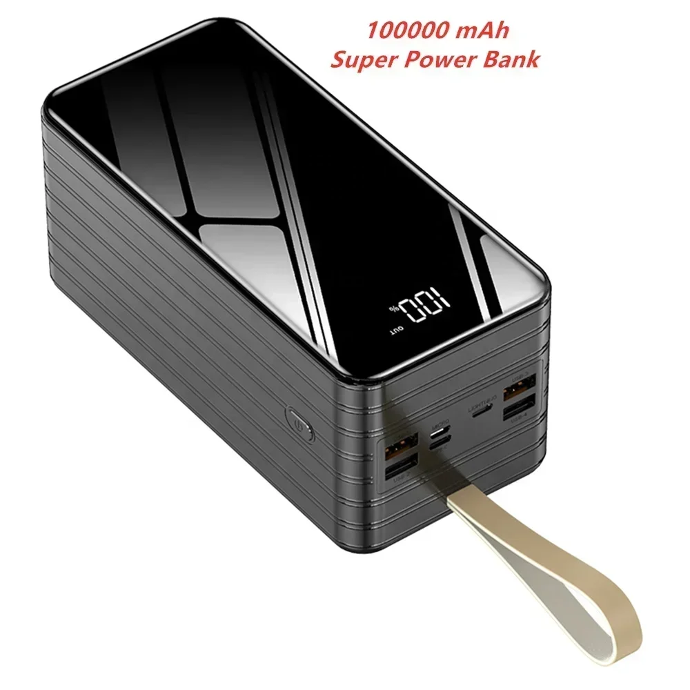 Super powerbank 100000 mah power bank 100000mah four USB output mobile phone charger fast charging power bank 100000mah battery