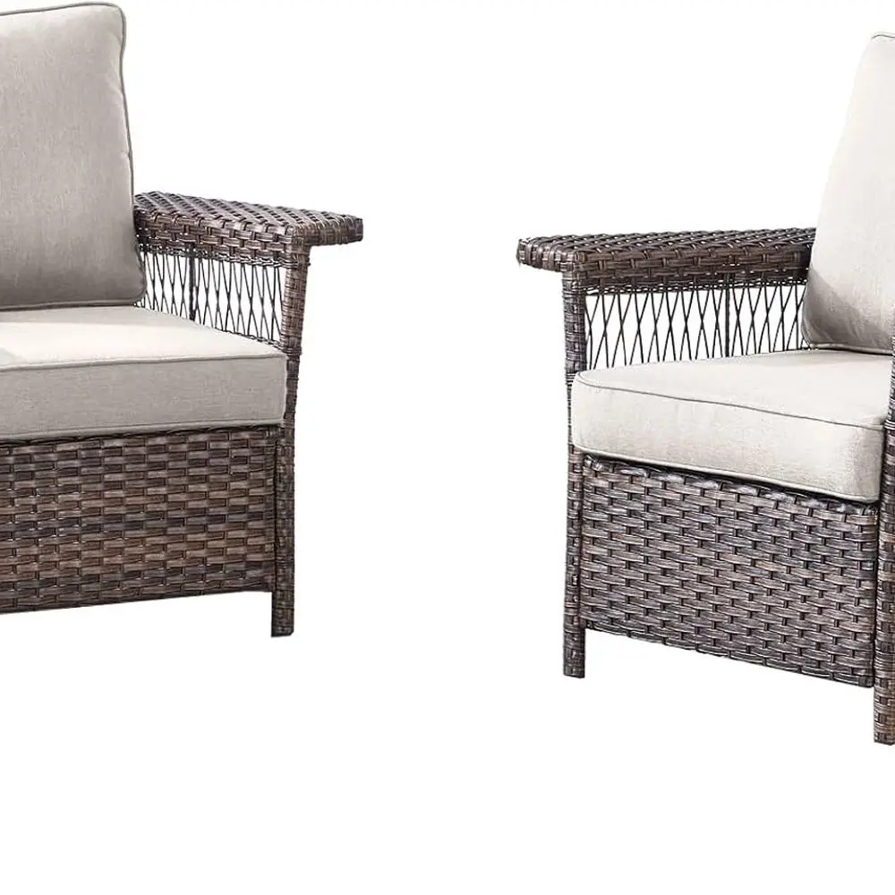 

Комплект плетеной мебели для патио из 2 предметов с прочным полиэтиленовым ротангом и подушками для уличных террасов и балконов (коричневый/бежевый)