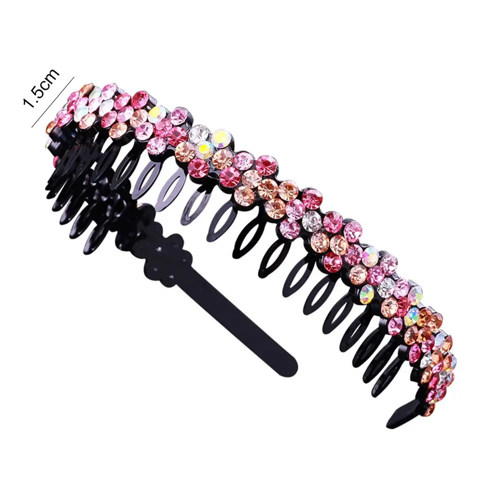 Non-Slip Hair Accessories Headwear Headdress Rhinestone Hairband Hair Band Hoop Crystal Flower Tooth Comb Headband