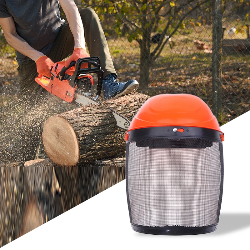 Garden Grass Trimmer Safety Helmet Hat with Full Face Mesh Protective Mask for Logging Brush Cutter Forestry Protection