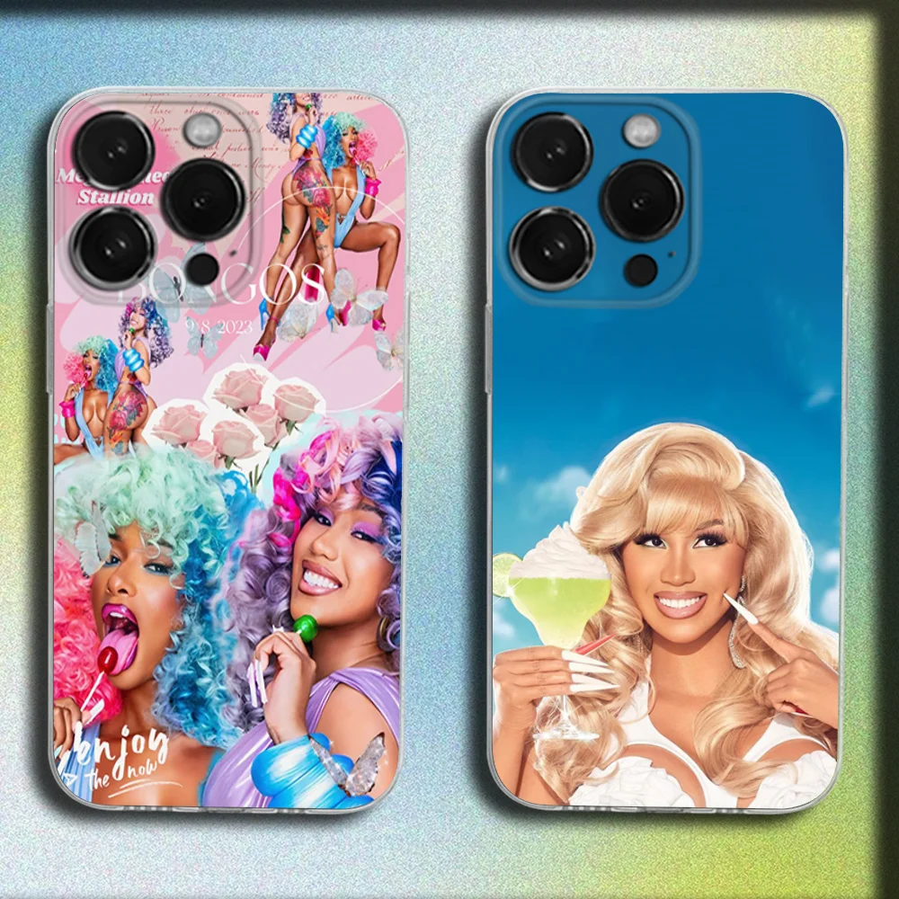 

Rapper C-Cardi B Phone Case For iPhone 16,15,14,13,12,11 Plus,Pro,Max,XR,XS,Plus,E,Mini Transparent Soft Cover