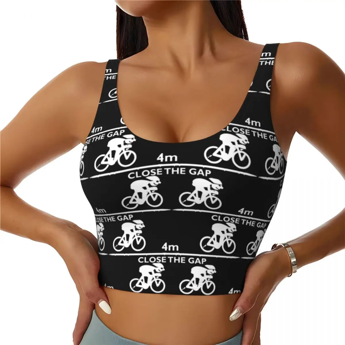 Custom Zwift Close The Gap Sujetador deportivo para mujer Chaleco de alto impacto Gimnasio Entrenamiento Yoga Crop Tank Top