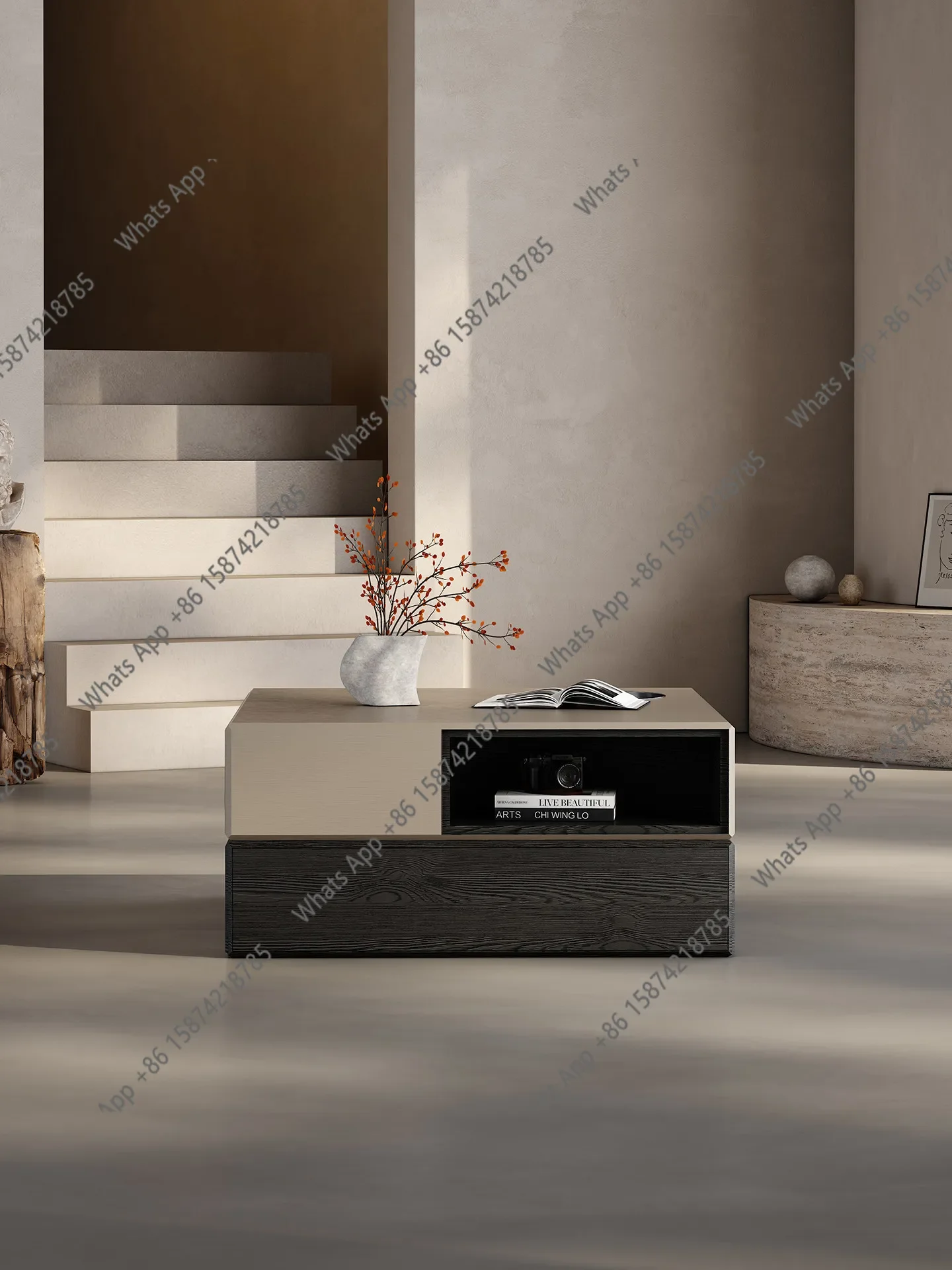 Xx Italian Coffee Table Living Room Home Modern Simple Rotation Creative Designer Small Apartment Light Luxury Square Coffee Ta