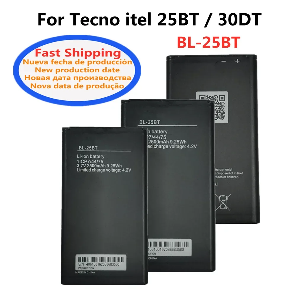 2500mAh BL-25BT High Quality Battery For Tecno itel 30DT BL25BT BL 25BT Phone Bateria Batteries