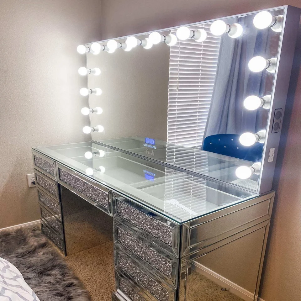 slim fit dress slacks Glitter Corner Dressing Table with LED Lights  Designer Concepts -  Furniture Store