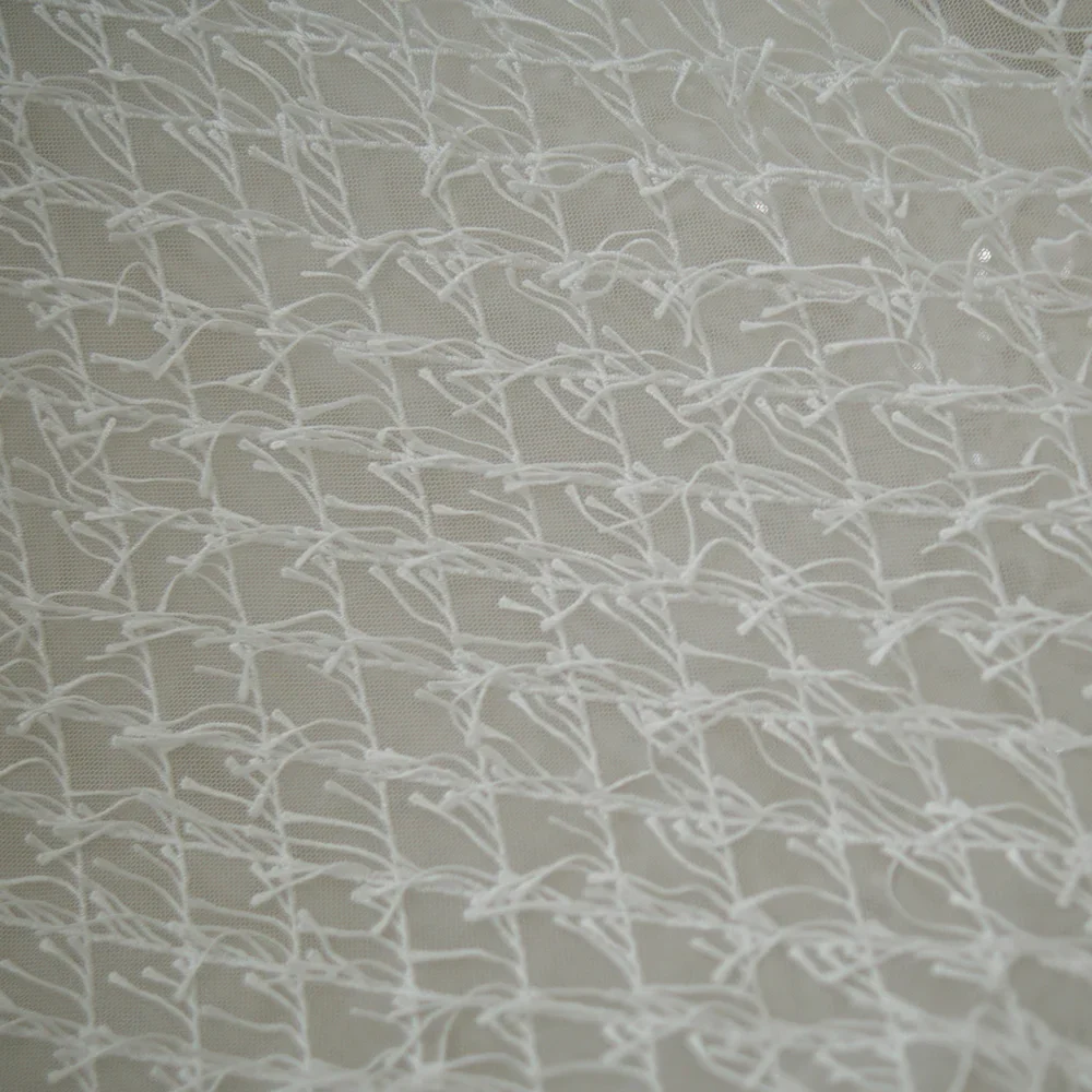 Tela de encaje blanco, Material de malla bordado de ramas de hojas para vestido de novia, lencería, vestido de noche, costura suave romántica DIY