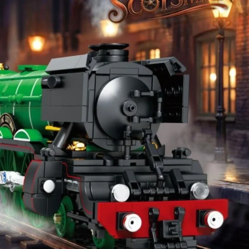 1147PCS Flying Scotsman Train Building Block with Tracks&Motor,Retro Railway Car Collectible Ornament Assemble Toy Birthday Gift