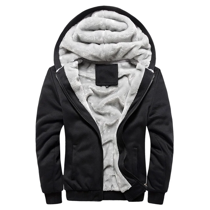 New Men\'s Hoodies Jacket Winter Thick Warm Fleece Zipper Hoodies Coat Casual Tracksuit Sportwear Male Sweatshirts M~ 5XL