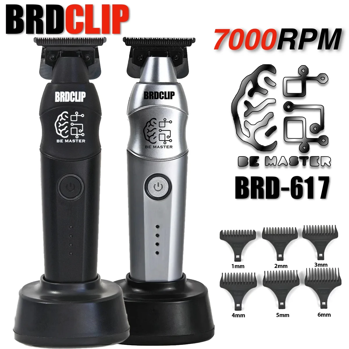 Professional Electric Hair Clipper Hair Trimmer for Man BRDCLIP BRD 617 Metal DLC Blade With Base Barber Shop Carving Machine