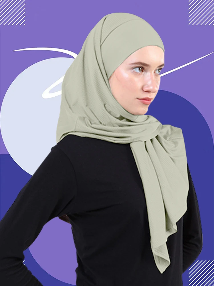 Hijab interior deportivo para mujer, diadema islámica, listo para usar turbante, gorro interior liso musulmán