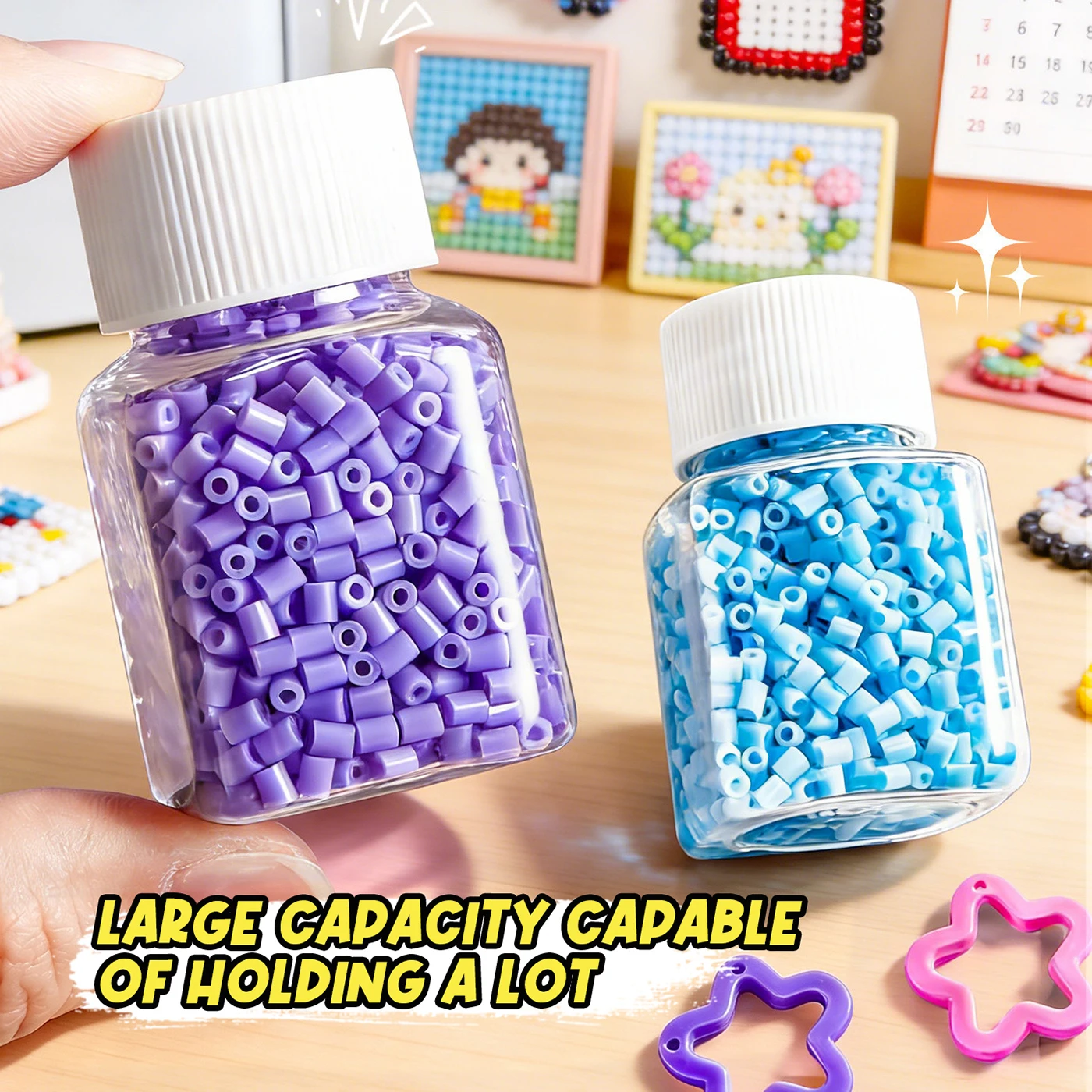 2.6mm 24/48/72/96colors Perler Beads Storage Box Education Iron Beads 3D Puzzle Beads Lroning Guarantee Perler Fuse Bean DIY Toy