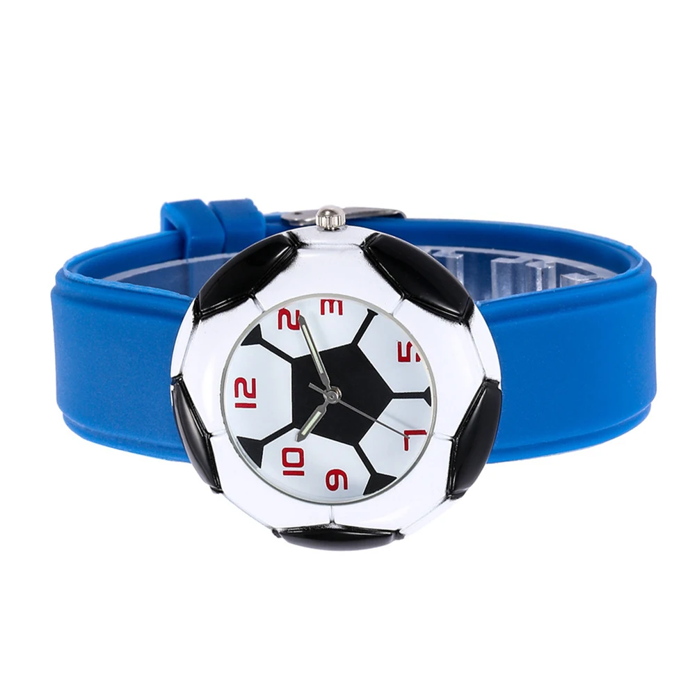 

1pc Creative Kids Football Night Light Watches Waterproof Silicone Quartz Bracelet For Children Birthday Party Favors Blue