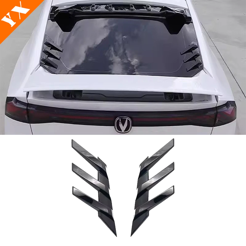 For Changan UNIV Accessories 2023-2025 Plastic Carbon Black Rear Window Trim Rear Wing Fixed Wind Wing Trim Moulding 2pcs