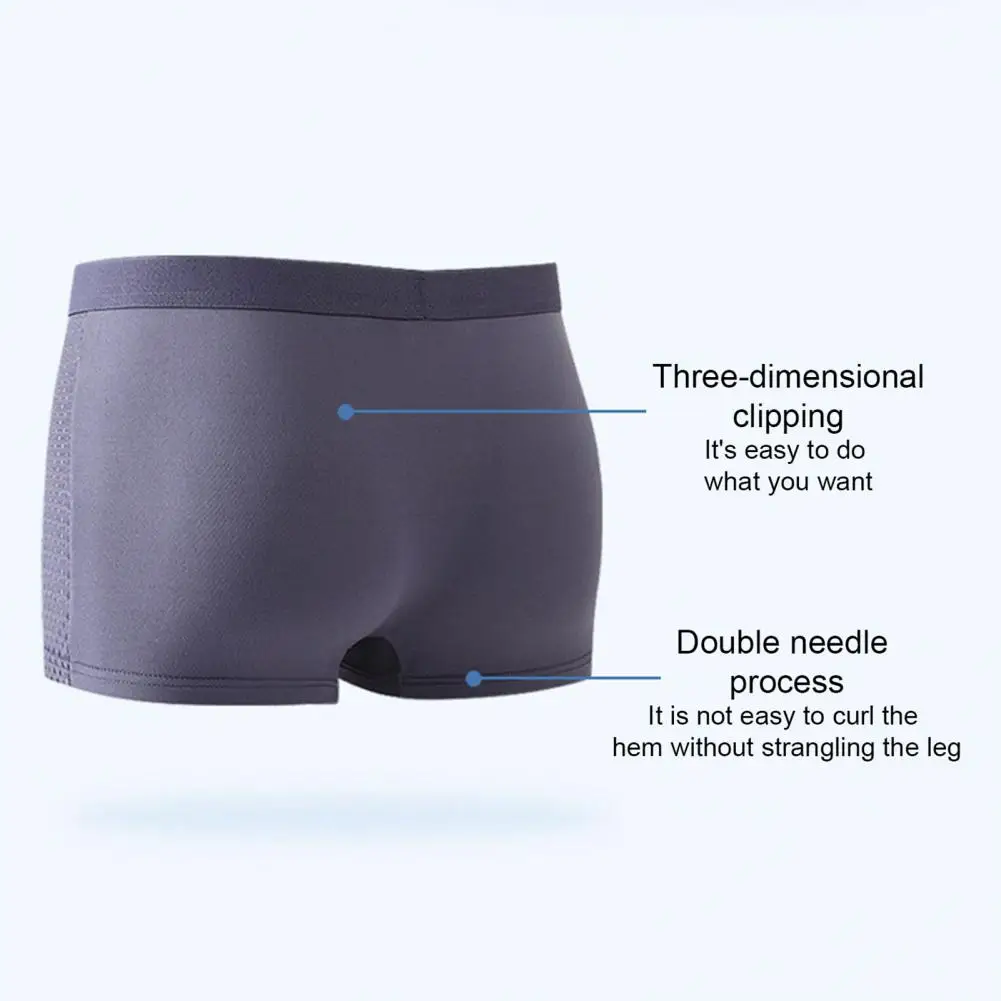 Elastic Mid-waist Underwear Breathable Ice Silk Mesh Men\'s Boxers with U Convex Design Quick Dry Technology for Moisture-wicking