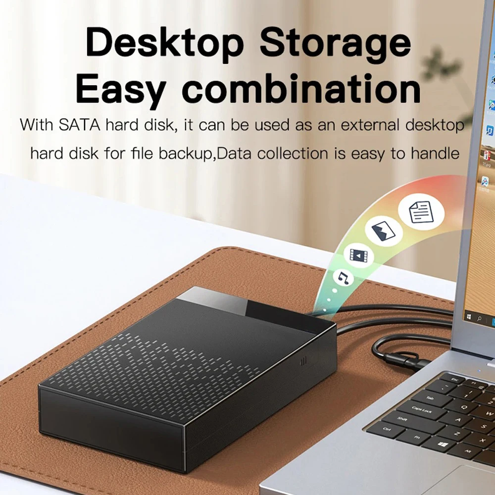 3,5-дюймовый корпус для жесткого диска SATA-USB3.0 SSD-адаптер с поддержкой внешнего жесткого диска емкостью 22 ТБ для корпуса жесткого диска SSD 2,5 дюйма 3,5 дюйма для ноутбука ПК