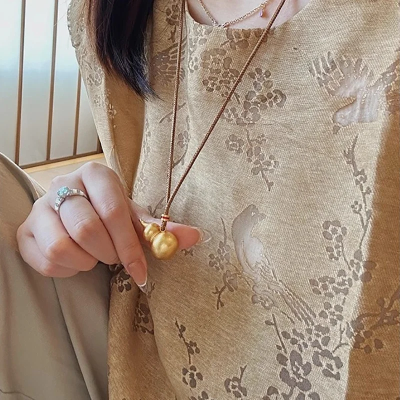 

Golden Gourd Pendant Nelace for Women Faionable Luxury Design Versatile Choker Accory Simple Sle Cross Chain