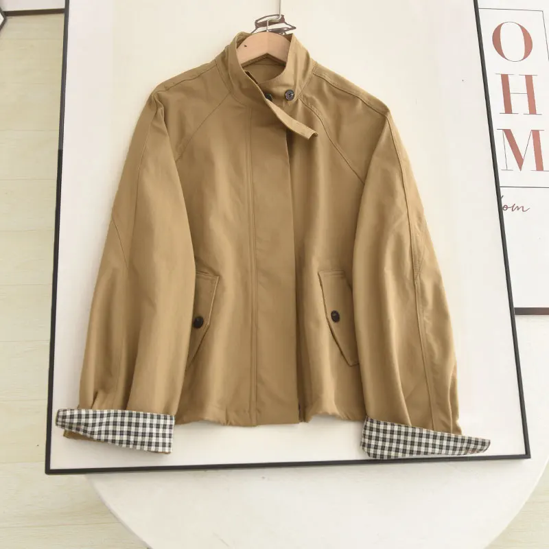 

Ele Briti Sle ort Coat 2025 Autumn New Faionable Stand Collar Versatile Slimming Khaki Windbreaker Women's Jaet