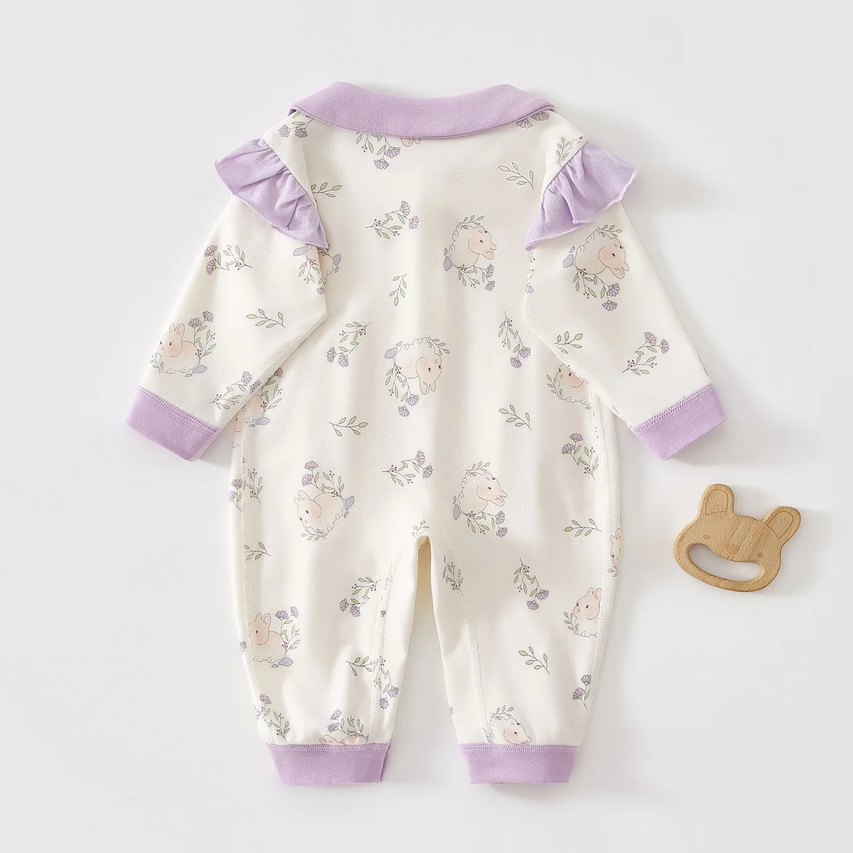 0-18 أشهر الطفل بذلة ربيع الخريف نمط بذلة الدانتيل طوق بأكمام طويلة القطن الخالص الوليد طفلة الملابس في الهواء الطلق