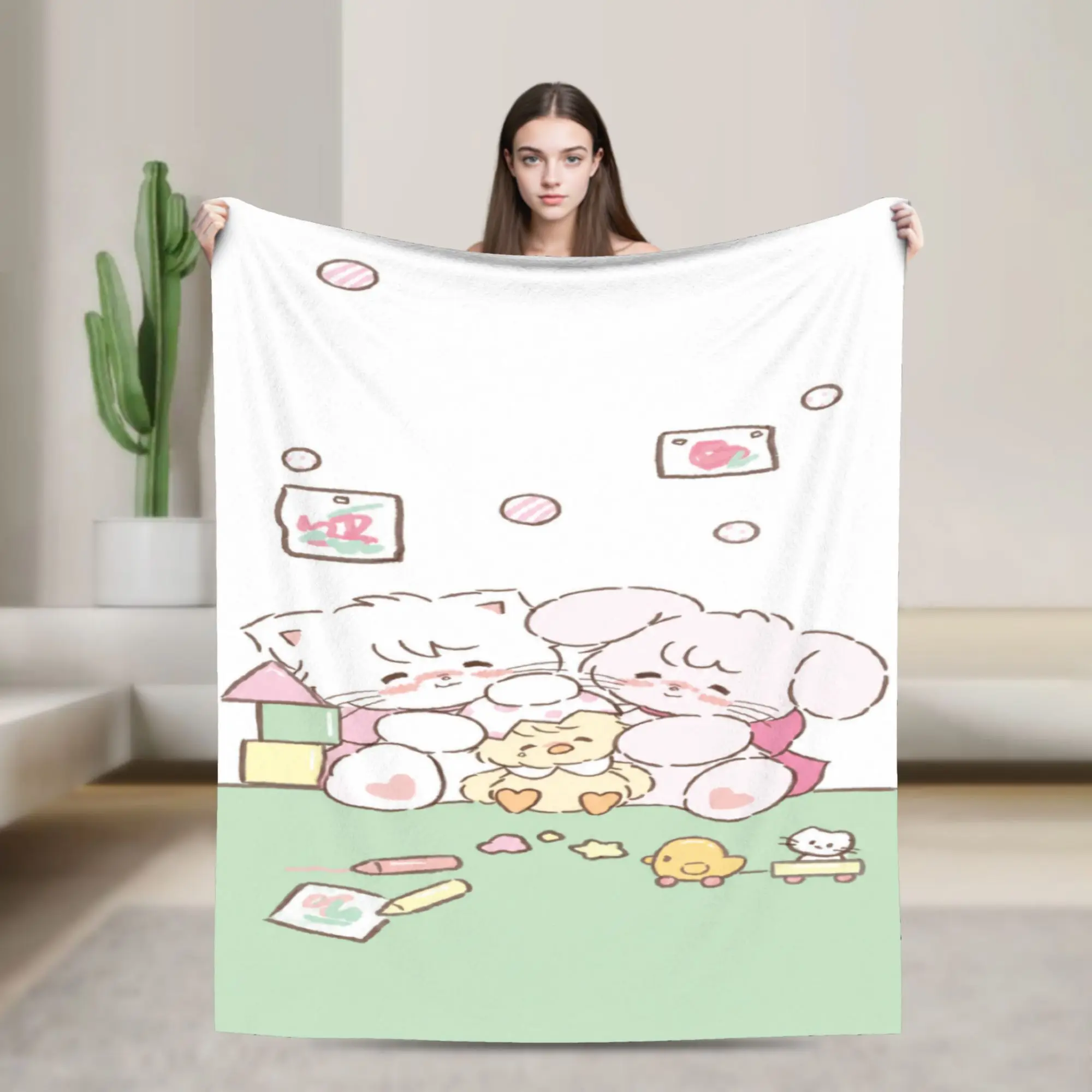 pink cartoon Mikko Mousse  Throw Blanket for Couch  Fuzzy Soft Plush Blanket 50x60 Inches Multiple Sizes Bedspread