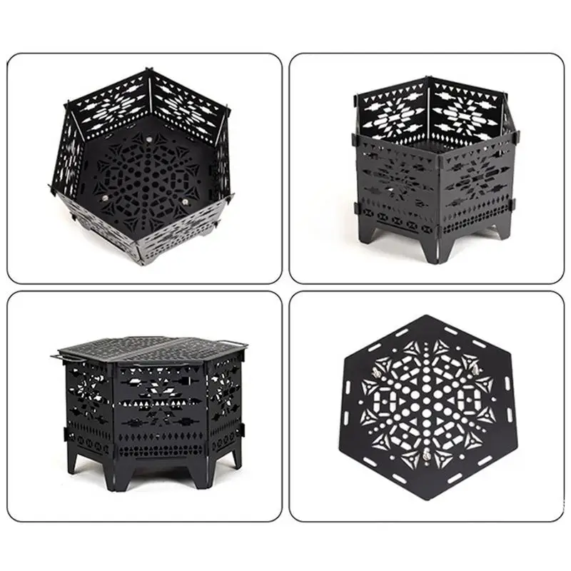 Patio Outdoor Camping Portable Wood Stove Portable Plug Fire Pit Camping Foldable Stove Campfire Rack Barbecue Burning Stove