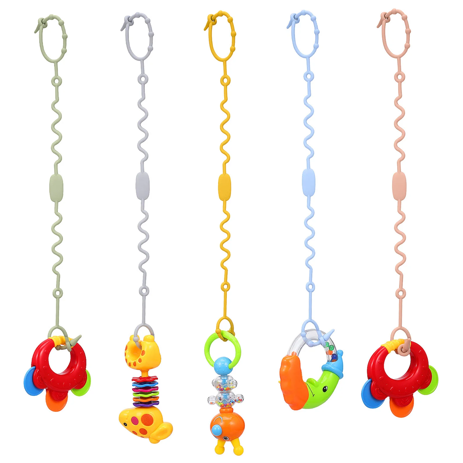 5 Pcs Baby Teether Pacifier Silicone Straps For Stroller Holder Silica Gel Safety