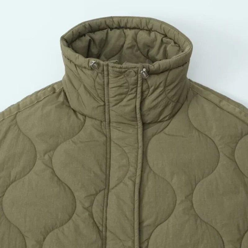 Dámská bavlněná polstrovaná bunda se zahuštěným stojacím límcem, volná teplá zimní bunda, dámská svrchní bunda, módní topy - náhled 4