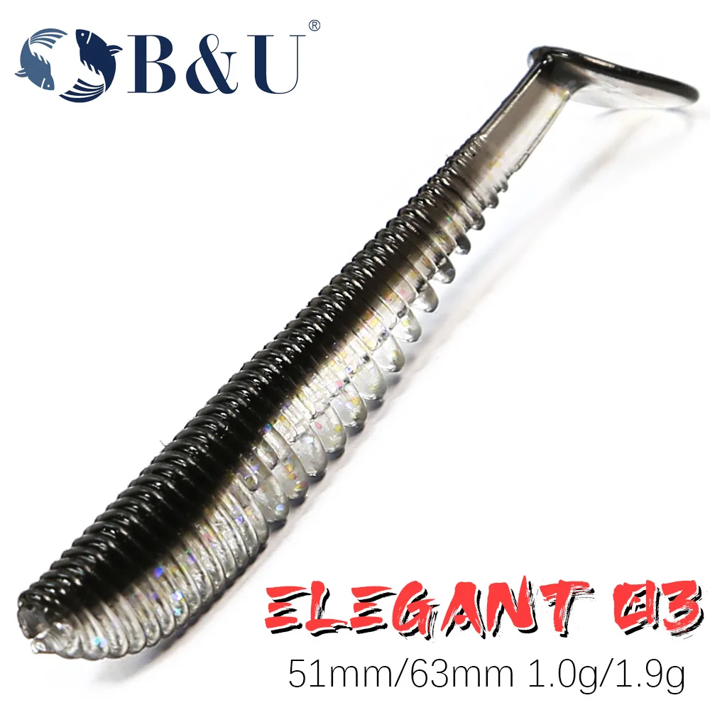 

B&U Shad Worm Soft Bait Artificial Bait Swimbait Bait Wobbler Soft Baits Silicone Fishing Sports