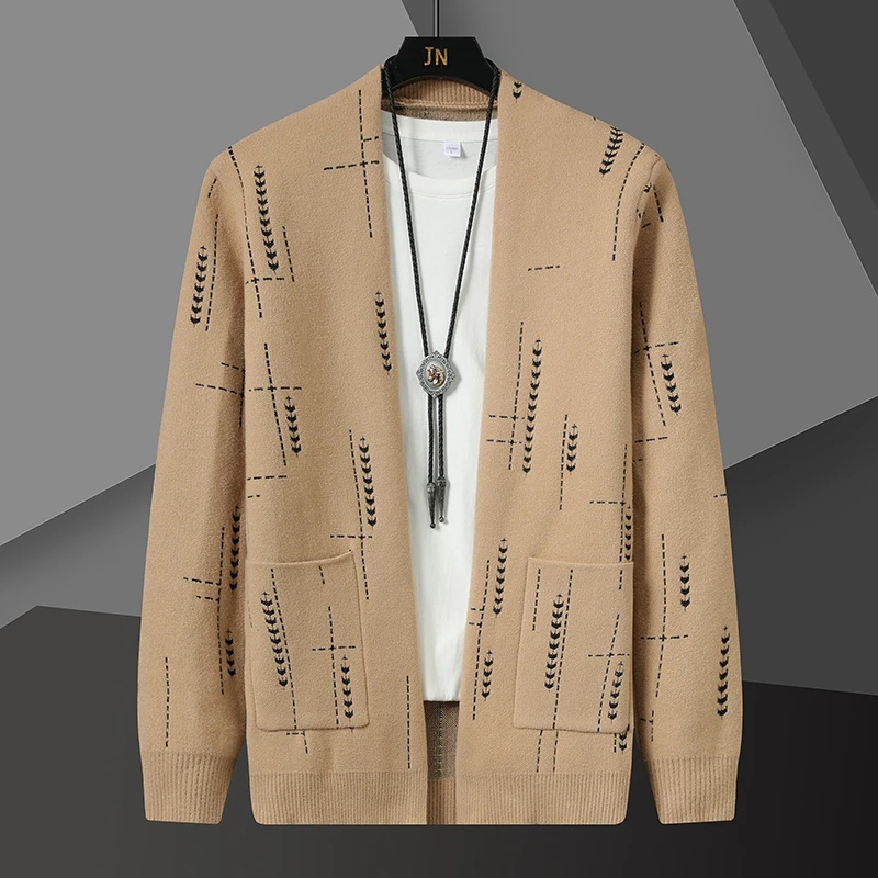 

Autumn Collarless Men's Sweater Cardigan Retro Casual Knitted Jacket Knitwear Tops Social Business Sweatercoat Men Clothing