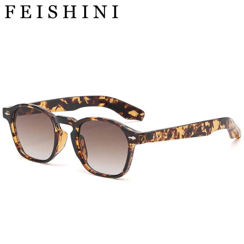 Feishini Oval Brand Designer Sunglasses Men Transparent Frames Quality Blue Fashion Rectangle Sunglass Women Vintage Eyewear