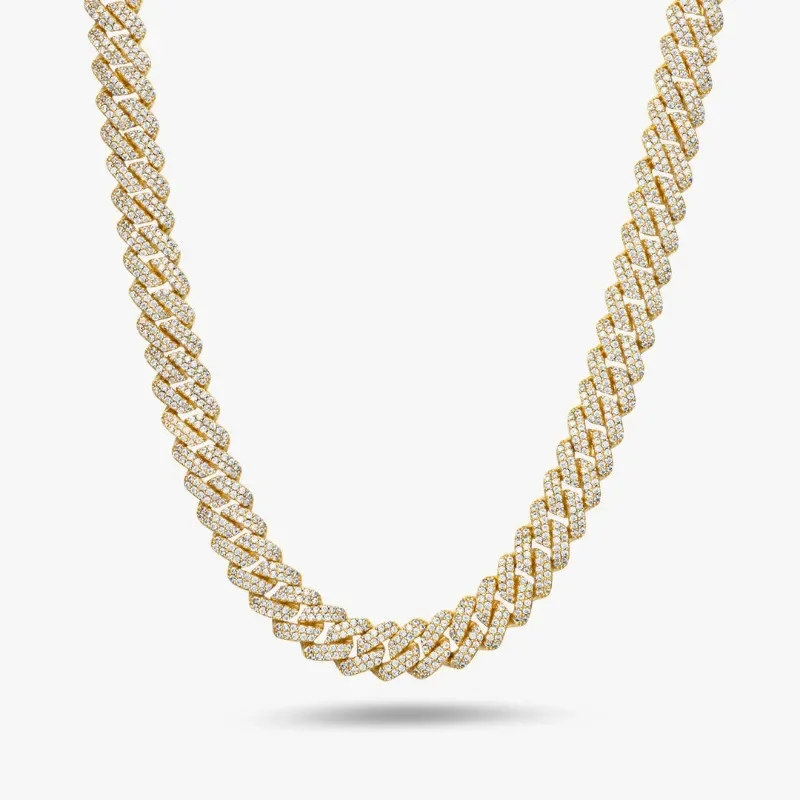 Hot Sale S925 Sterling Silver D Color Moissanite 8mm prong rhombus Cuban Chain Street Hip Hop Necklace