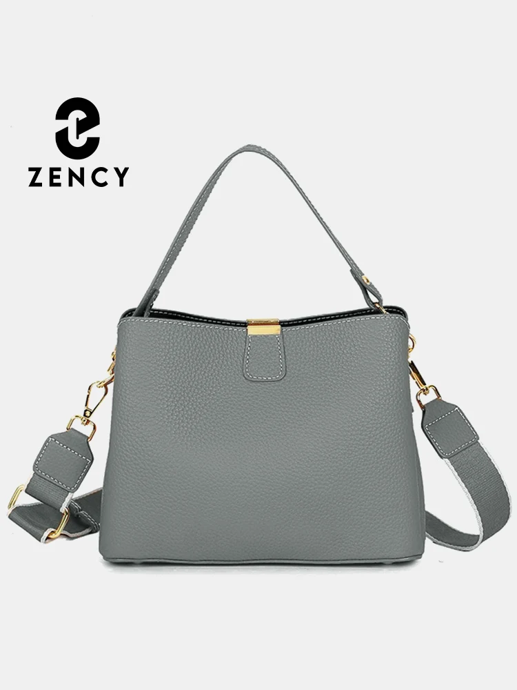Zency prawdziwej skóry damska torba na ramię typu shopper torebka o dużej pojemności wysokiej jakości Crossbody trójwarstwowe kieszenie dla osób dojeżdżających do pracy