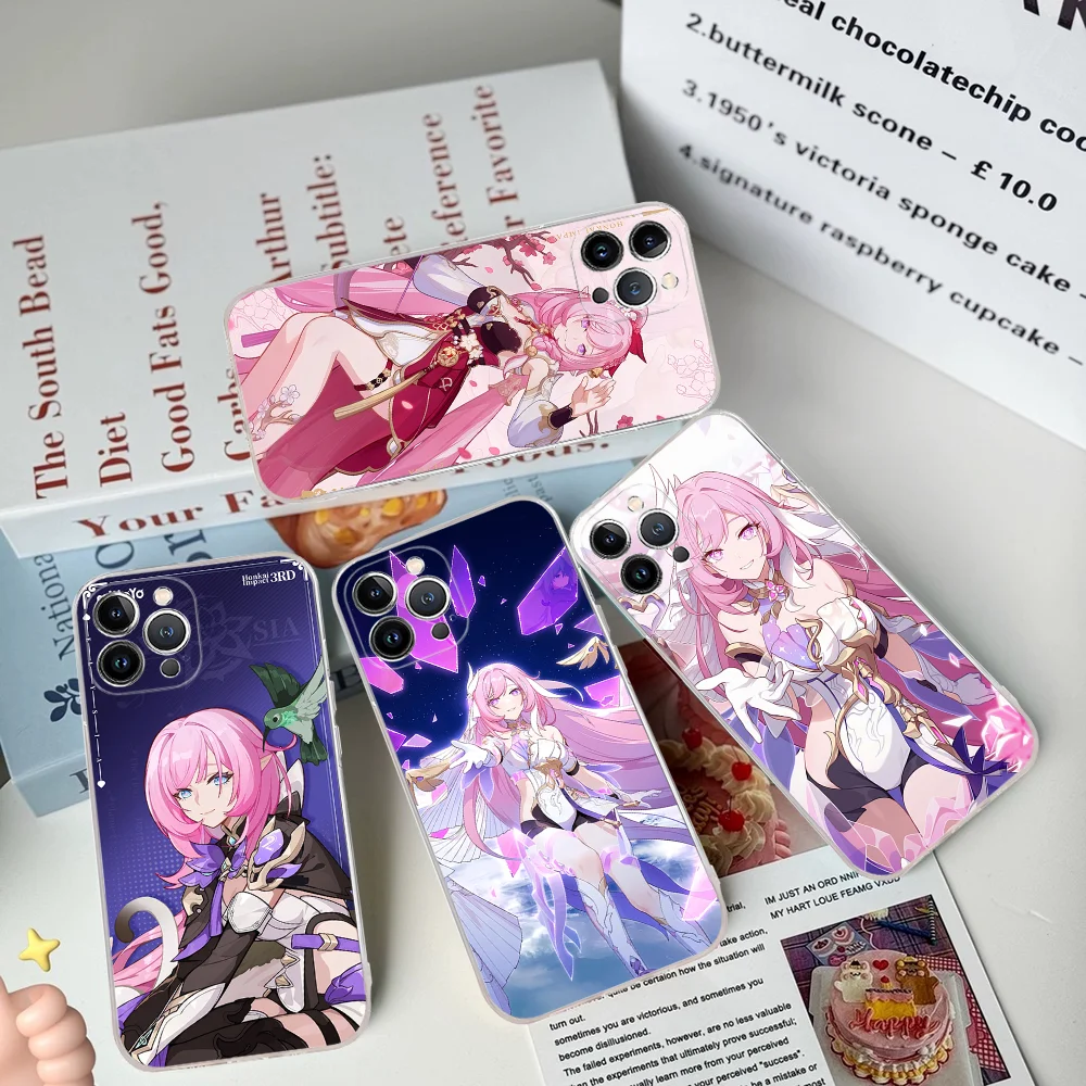 Honkai Elysia Game Phone Case for iPhone 16 15 8 7 6 6S Plus X SE XR XS 14 11 12 13 Mini Pro Max Mobile Case