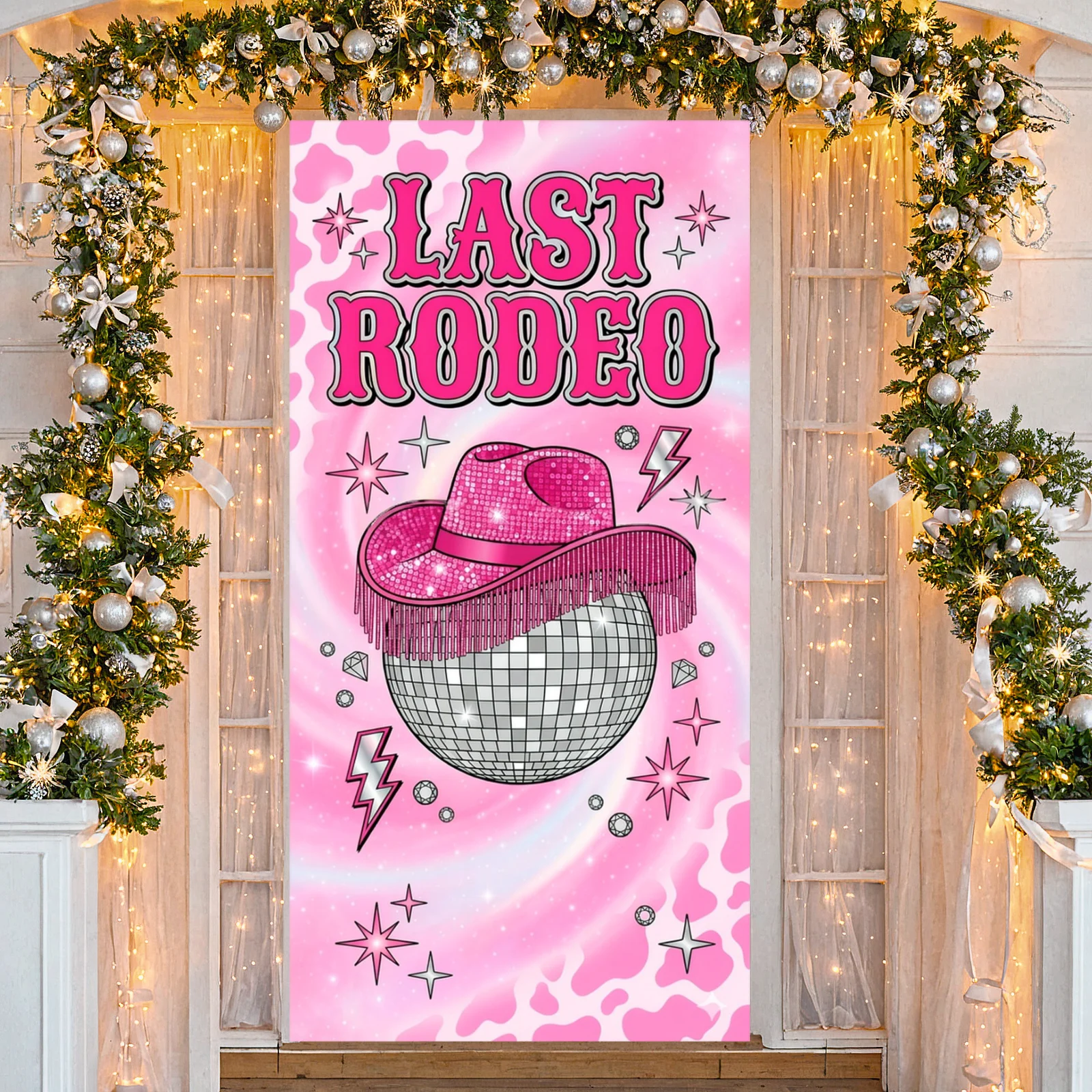 Cowboy Hat Straw - Sfondo Rosa 'Ultimo Rodeo' con Palla