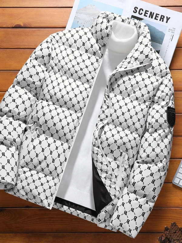 الرجال القطن Jaet الخريف الشتاء لون نقي الوقوف طوق سليم صالح ملابس خارجية Faionable للأزواج B كلمة معطف القطن #2