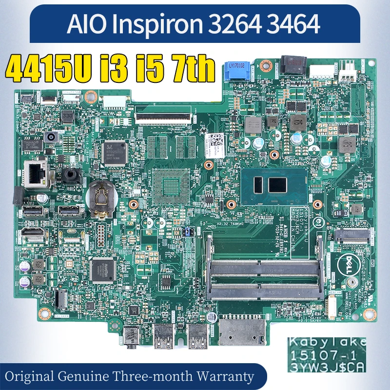 15107-1 For DELL AIO Inspiron 3264 3464 Laptop Mainboard 4415U i3-7100U i5-7200U 0GTH5N 0M7GYR 100％ Tested All-in-one Mainboard