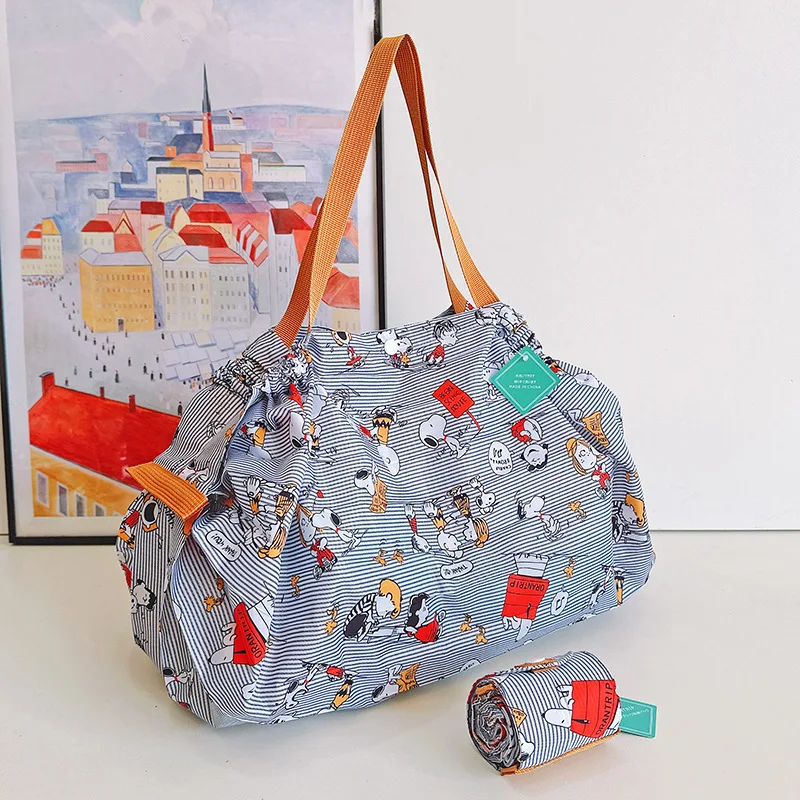 Snoopy sacolas de compras para mulheres, eco bag dobrável, grande capacidade, reutilizável, desenhos animados, para viagens