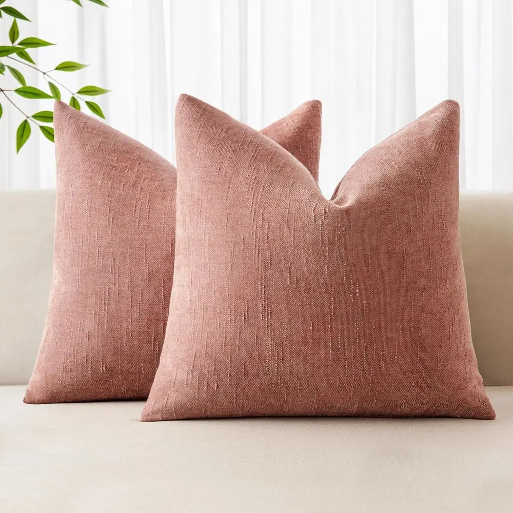 

MIULEE Pack of 2 Decorative Throw Pillow Covers Soft Chenille Throw Pillows Solid Textured Cushion Covers for Spring Valentine's