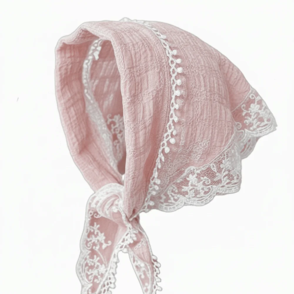 Vintage Lace Scarf Headband Colorful Flower Triangle Headscarf Pastoral Style Korean Style French-style Hair Scarf