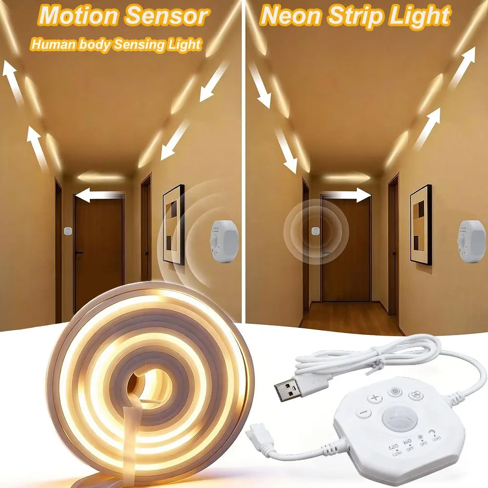 Human Body Induction+Flowing Light Strip Strip Light with Motion Sensor Strips and Timer Under Bed Lights Under Cabinet Lights