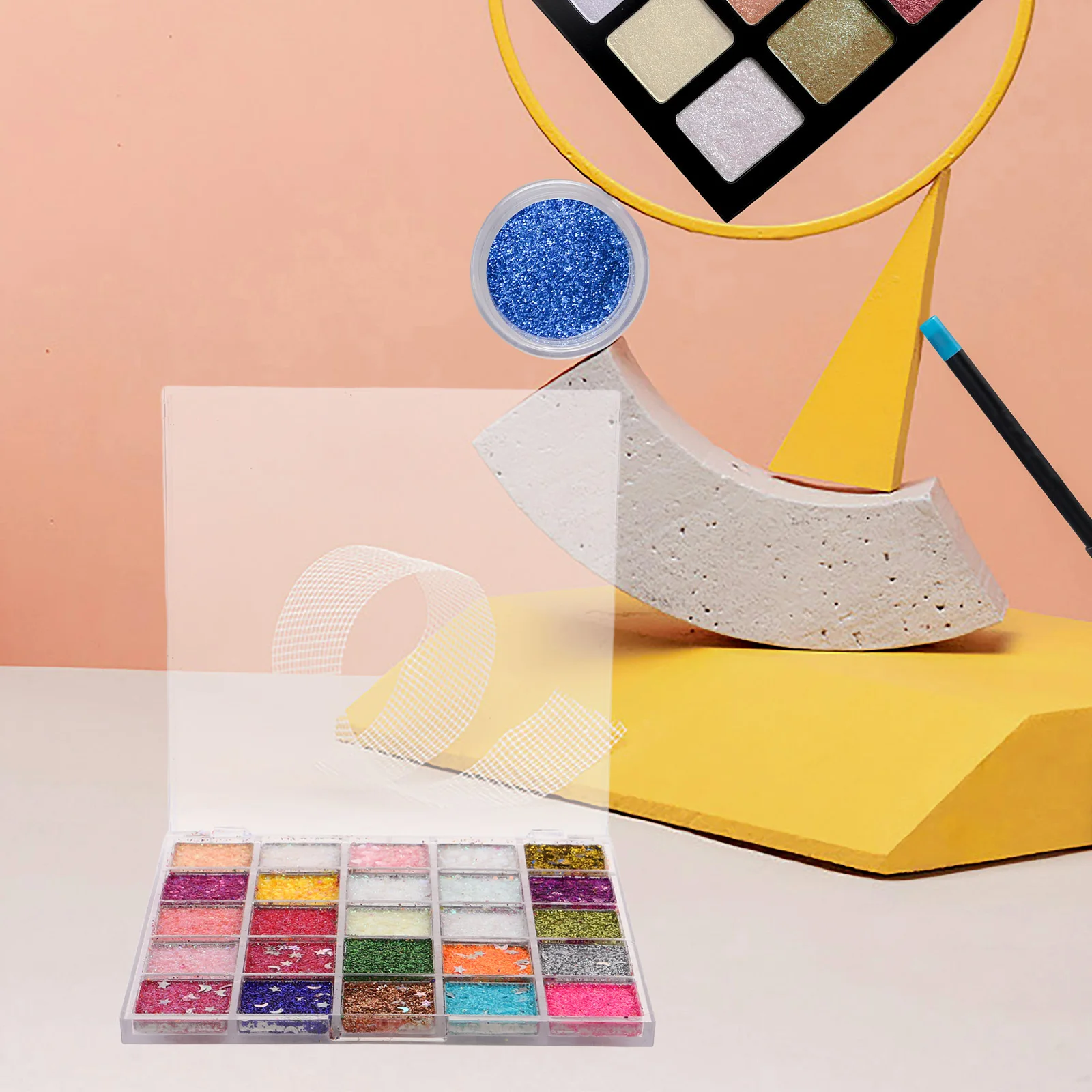 Glitter oogschaduwpalet 18 kleurrijke geperste poeders Gladde, mengbare heldere oogschaduw voor fotoshoot Festivalfeest