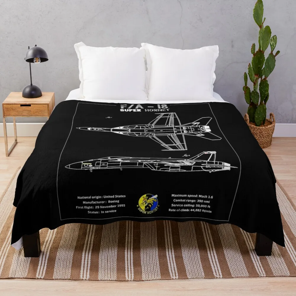 F18 Super Hornet Blueprint Classic Throw Blanket warm winter Decorative Beds Picnic Thermal Blankets