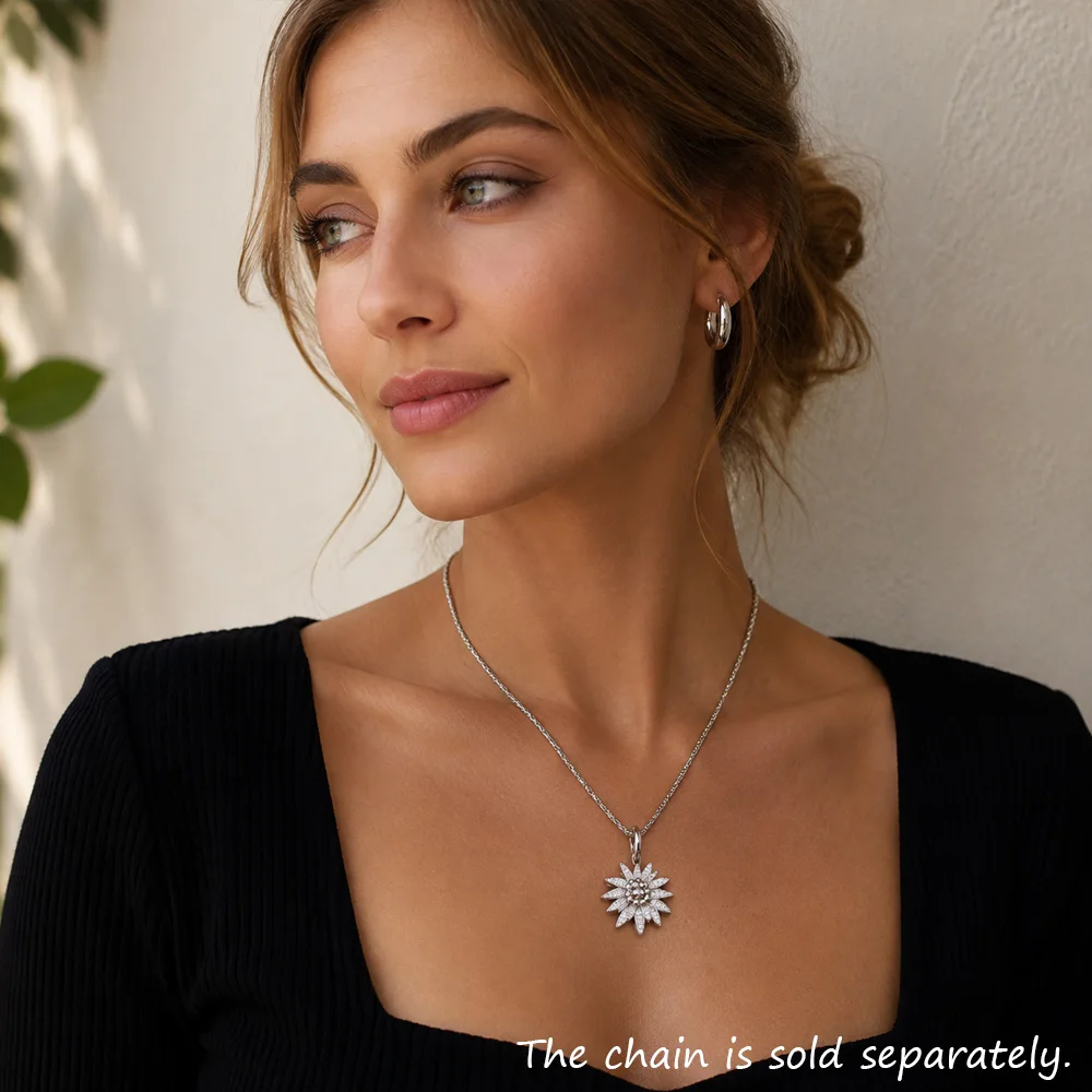 Anhänger Edelweiß Winter 925er Sterlingsilber Modeschmuck Europa-Stil trendige Accessoires Geschenk für Frauen – Detail 1