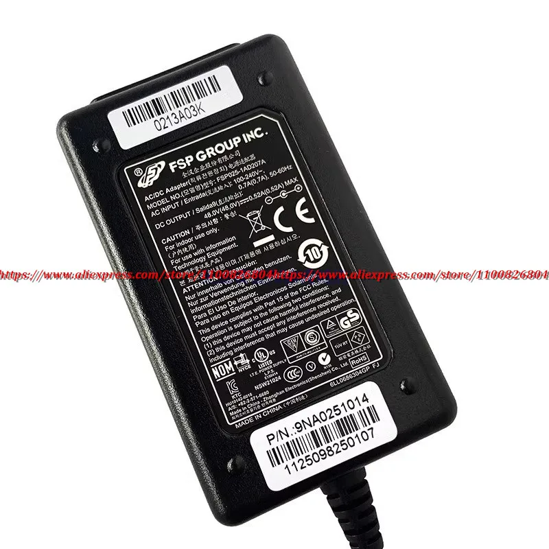 Cargador FSP FSP025-1AD207A original, adaptador de corriente de conmutación para HUAWEI H3C AP POE, fuente de alimentación, 48V, 0.52A, 25W, 9NA0251014